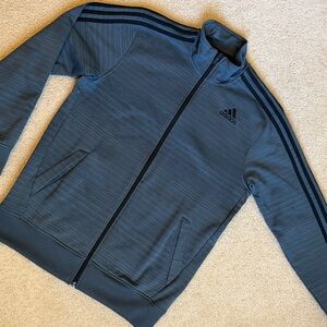 Adidas Climalite Track Jacket Men’s Medium Blue Full Zip 3 Stripe Athletic